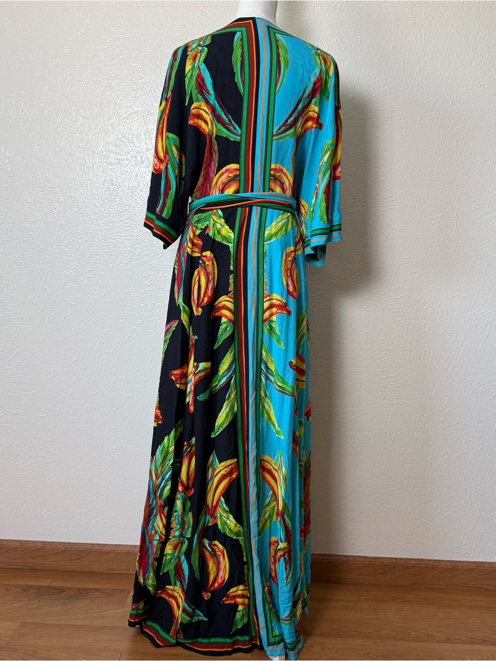 FARM Rio Turquoise Tropical Banana-Leaf Wrap Maxi Dress - Picture 3 of 7